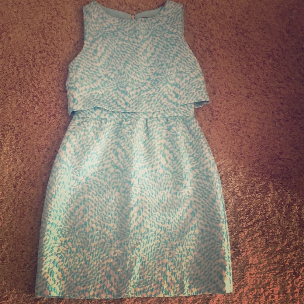 The Limited blue and white dress exposed zipper